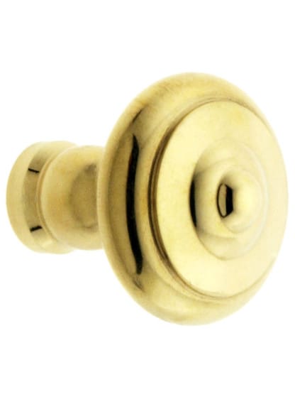 Small Mid-Century Style Cabinet Knob - 1 inch Diameter in Polished Brass.